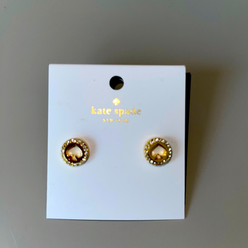 NWT Kate Spade Logo Gold Stud Earrings